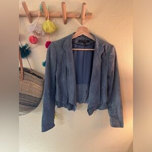White House Black Market Slate blue suede jacket